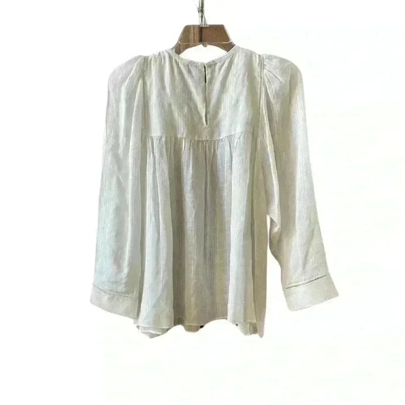 New Reiss Marcia Ladder Sheer Interest White Blouse Size 4 - Picture 8 of 13